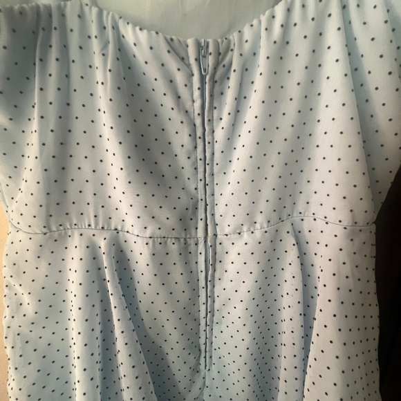 Girls Party Dress Blue Polka Dot Ruffles - Picture 5 of 5